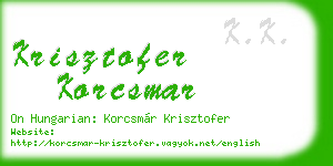 krisztofer korcsmar business card